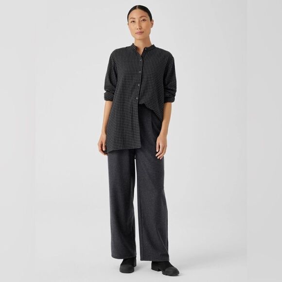 Eileen Fisher NWT Soft Wool Flannel Wide-Leg Pant in Charcoal Size XL - Picture 2 of 7
